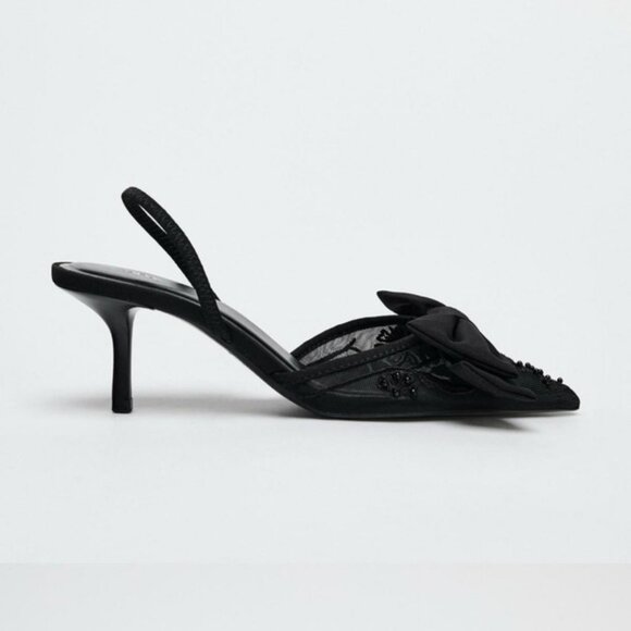 ZARA RHINESTONE HEELED SLINGBACKS - Picture 6 of 6
